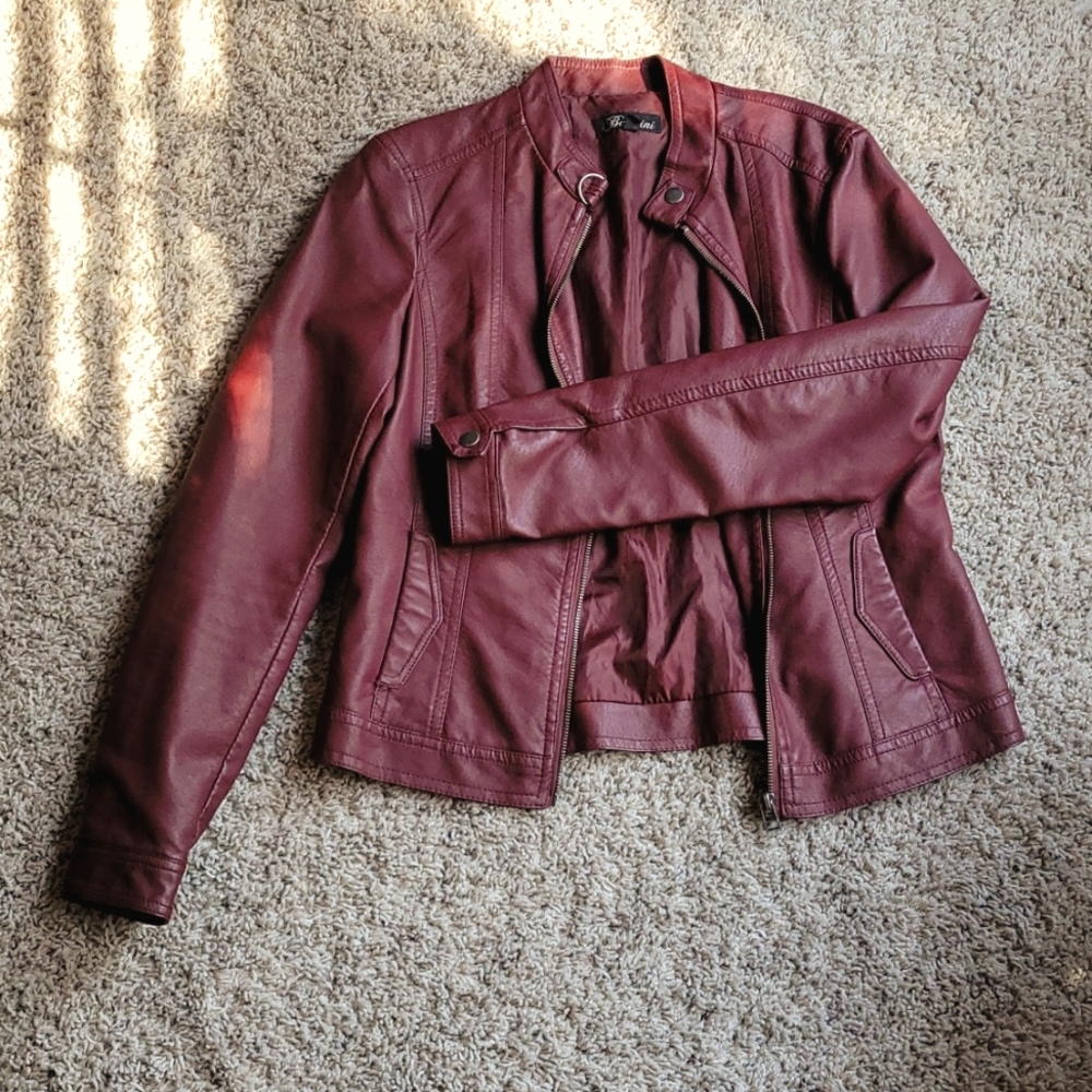 Maroon moto jacket